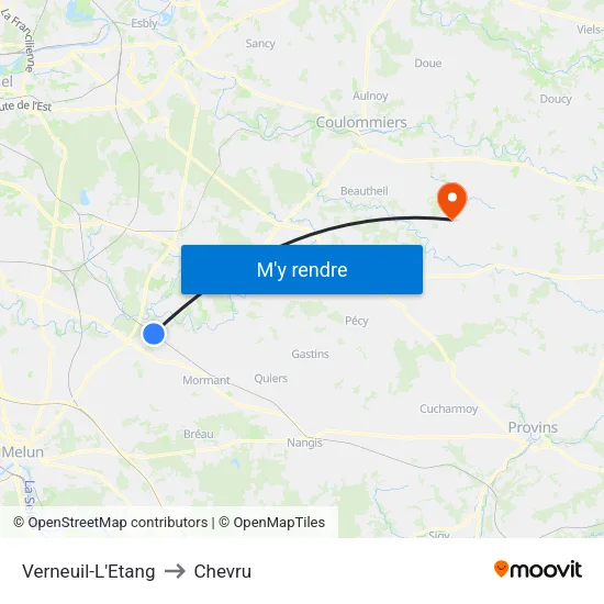 Verneuil-L'Etang to Chevru map