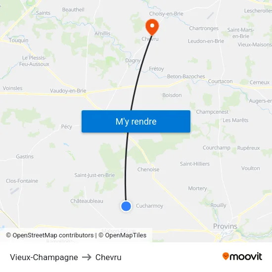 Vieux-Champagne to Chevru map