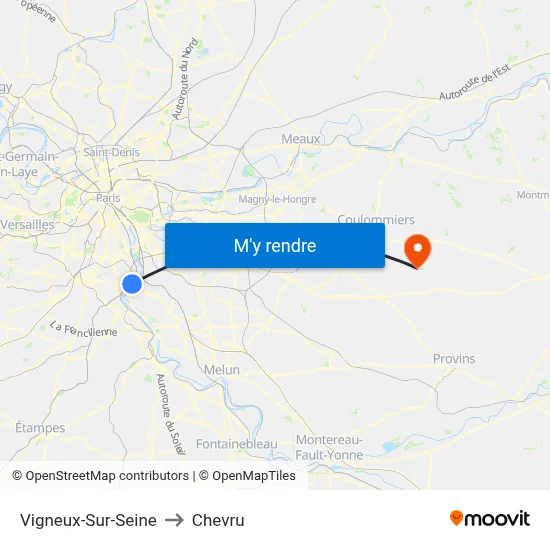 Vigneux-Sur-Seine to Chevru map