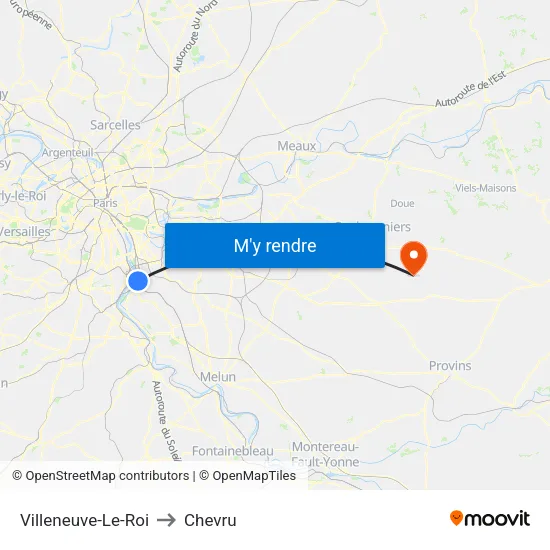 Villeneuve-Le-Roi to Chevru map