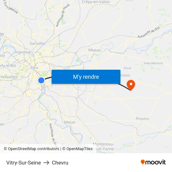 Vitry-Sur-Seine to Chevru map