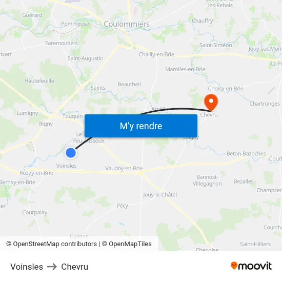 Voinsles to Chevru map