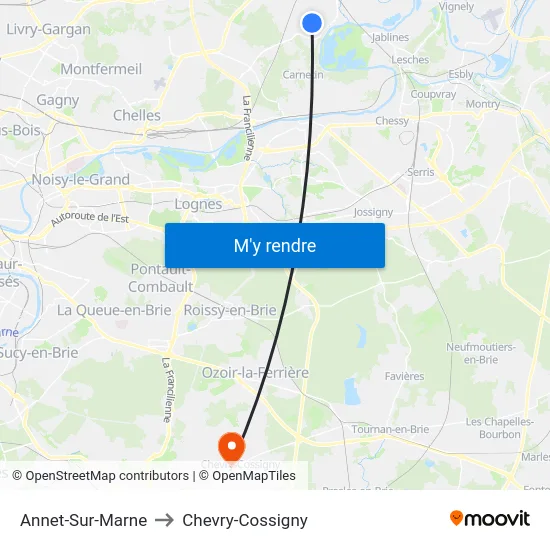 Annet-Sur-Marne to Chevry-Cossigny map