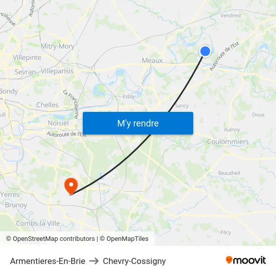 Armentieres-En-Brie to Chevry-Cossigny map