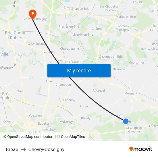 Breau to Chevry-Cossigny map