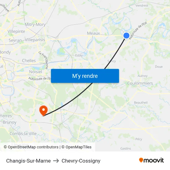 Changis-Sur-Marne to Chevry-Cossigny map