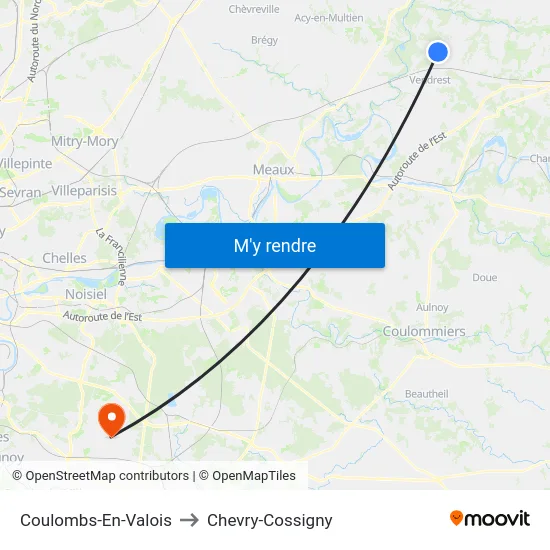 Coulombs-En-Valois to Chevry-Cossigny map