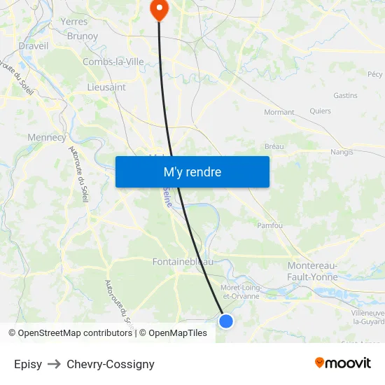 Episy to Chevry-Cossigny map