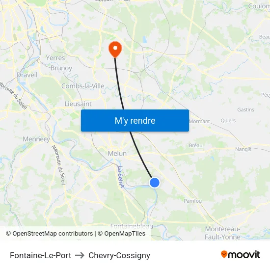 Fontaine-Le-Port to Chevry-Cossigny map
