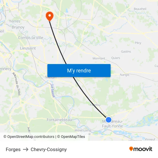 Forges to Chevry-Cossigny map