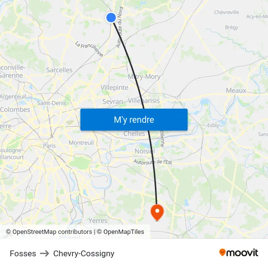 Fosses to Chevry-Cossigny map