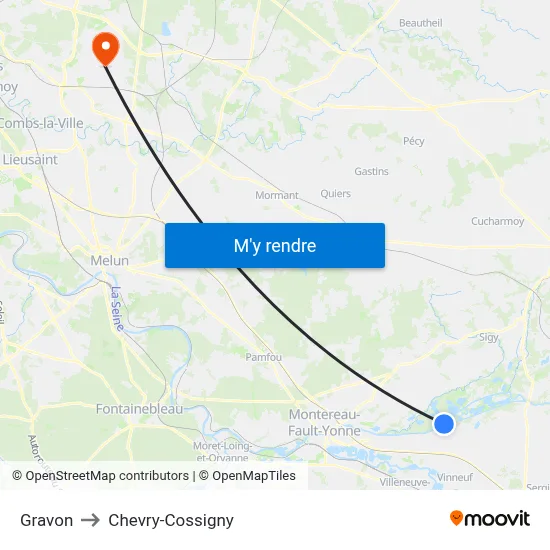Gravon to Chevry-Cossigny map