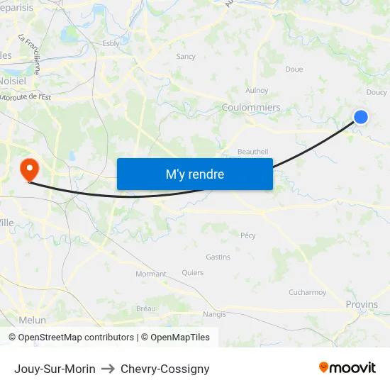 Jouy-Sur-Morin to Chevry-Cossigny map