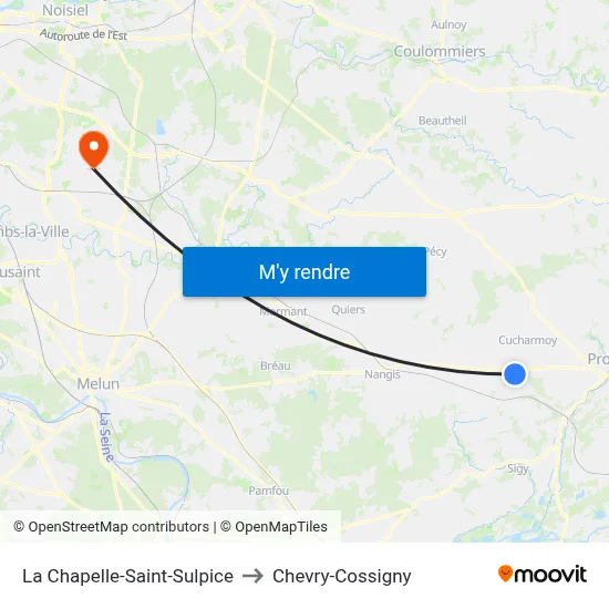 La Chapelle-Saint-Sulpice to Chevry-Cossigny map
