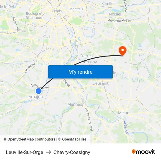 Leuville-Sur-Orge to Chevry-Cossigny map