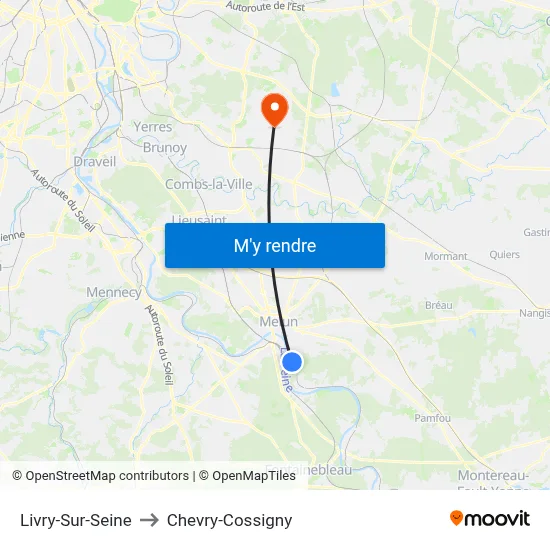 Livry-Sur-Seine to Chevry-Cossigny map