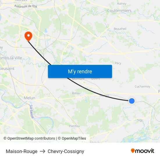 Maison-Rouge to Chevry-Cossigny map