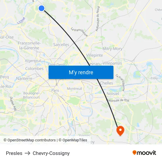 Presles to Chevry-Cossigny map