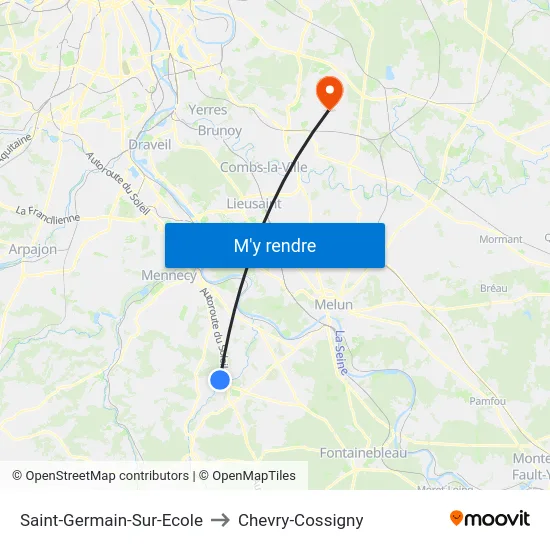 Saint-Germain-Sur-Ecole to Chevry-Cossigny map