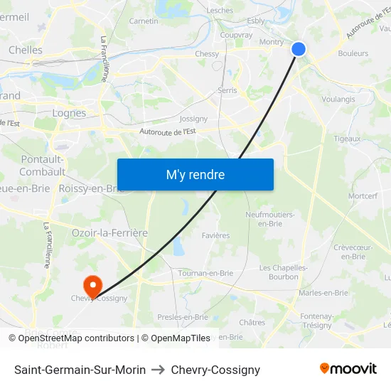 Saint-Germain-Sur-Morin to Chevry-Cossigny map
