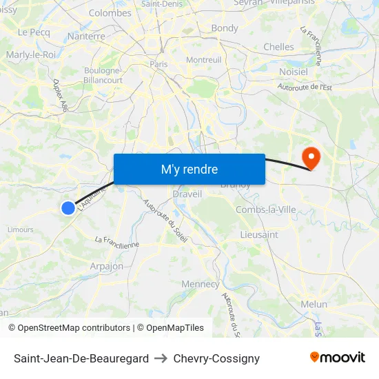 Saint-Jean-De-Beauregard to Chevry-Cossigny map