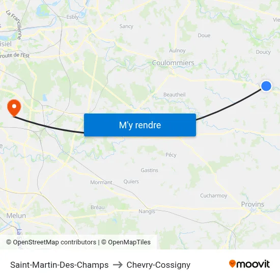 Saint-Martin-Des-Champs to Chevry-Cossigny map