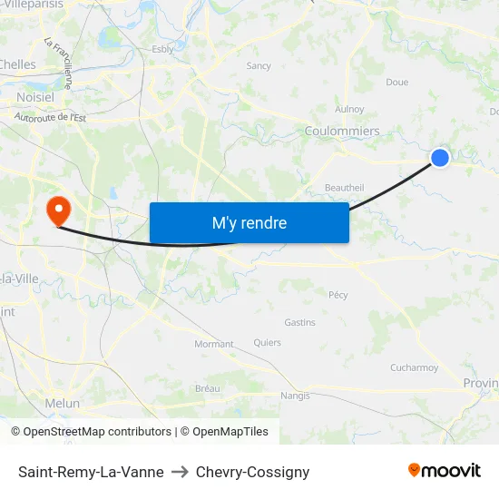 Saint-Remy-La-Vanne to Chevry-Cossigny map