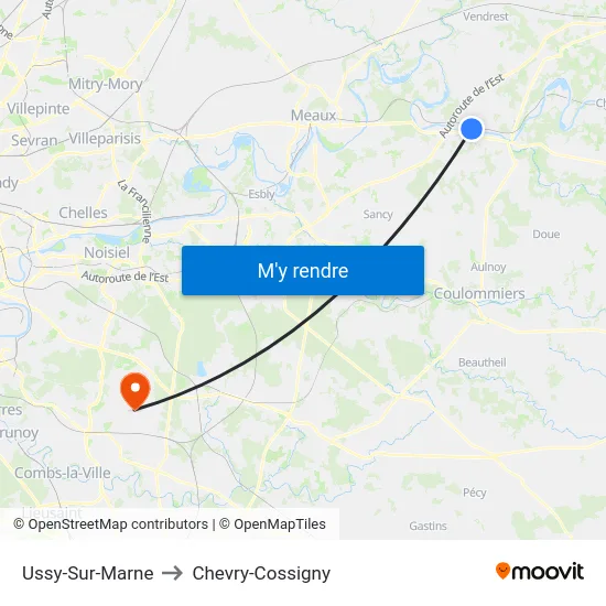 Ussy-Sur-Marne to Chevry-Cossigny map