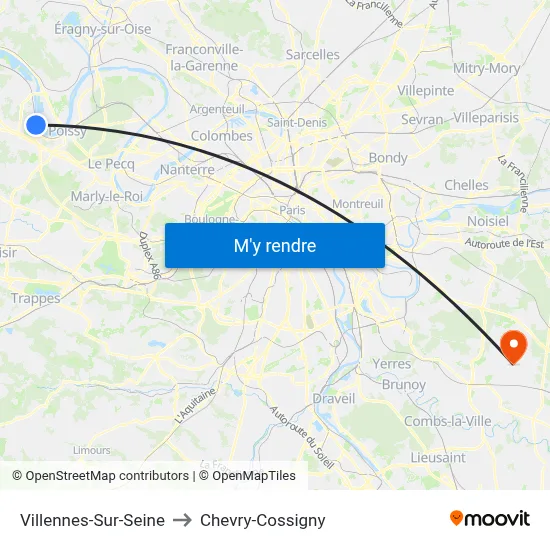 Villennes-Sur-Seine to Chevry-Cossigny map