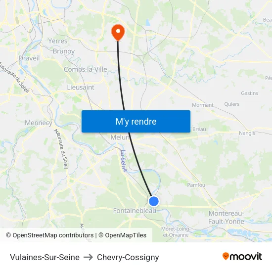 Vulaines-Sur-Seine to Chevry-Cossigny map