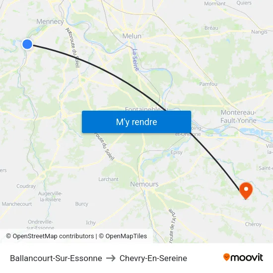 Ballancourt-Sur-Essonne to Chevry-En-Sereine map