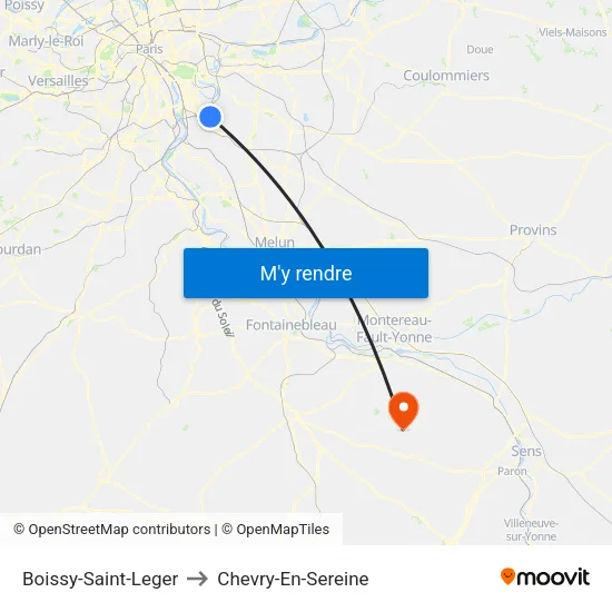 Boissy-Saint-Leger to Chevry-En-Sereine map