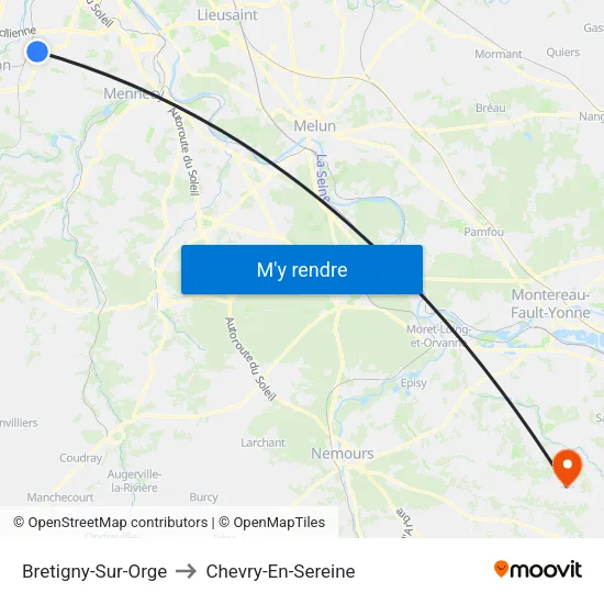 Bretigny-Sur-Orge to Chevry-En-Sereine map