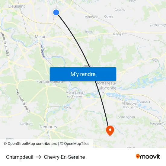 Champdeuil to Chevry-En-Sereine map