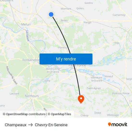 Champeaux to Chevry-En-Sereine map