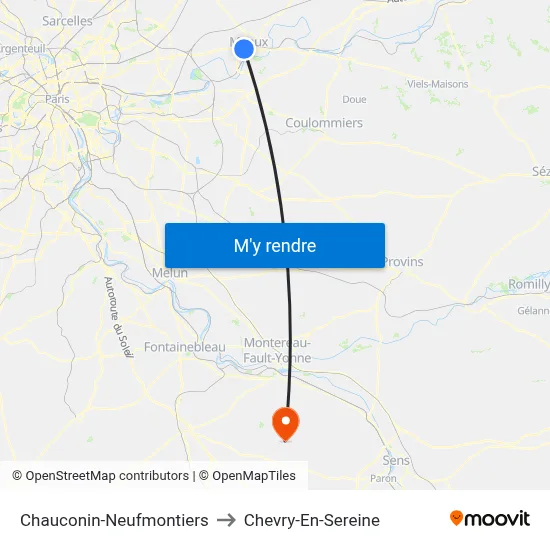 Chauconin-Neufmontiers to Chevry-En-Sereine map