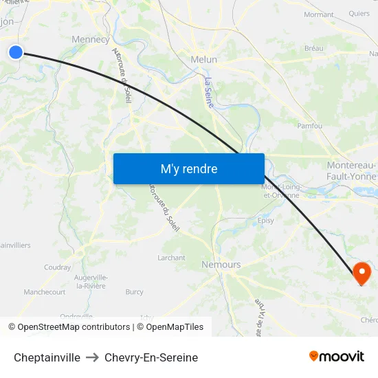 Cheptainville to Chevry-En-Sereine map
