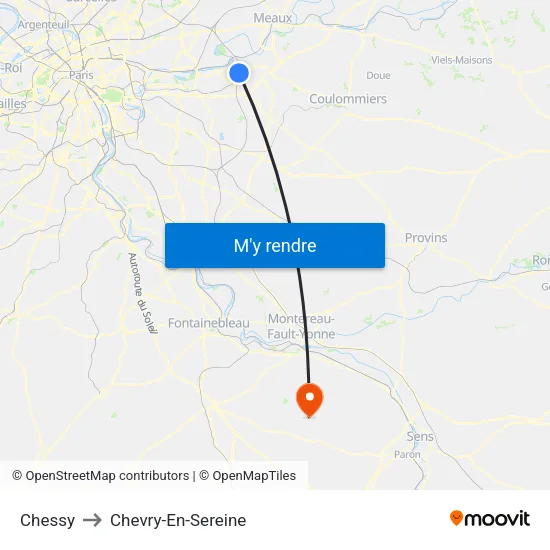 Chessy to Chevry-En-Sereine map
