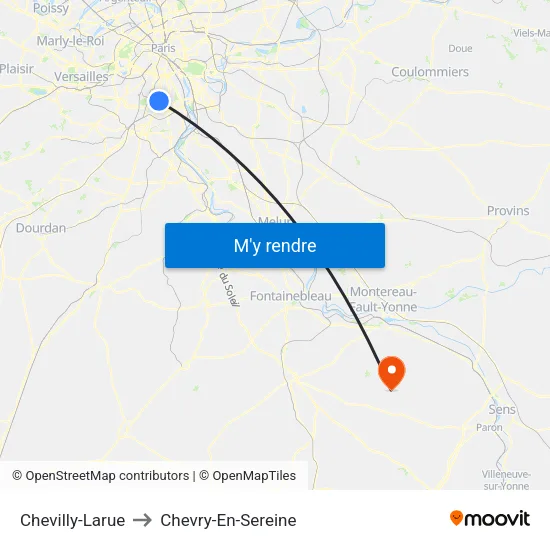 Chevilly-Larue to Chevry-En-Sereine map