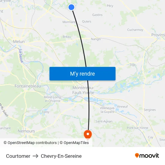 Courtomer to Chevry-En-Sereine map