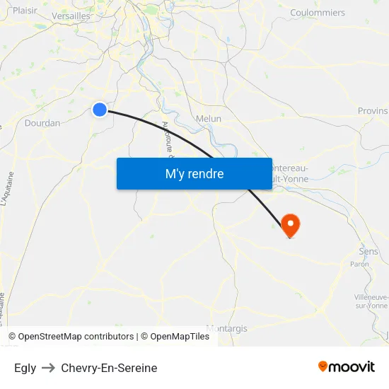 Egly to Chevry-En-Sereine map