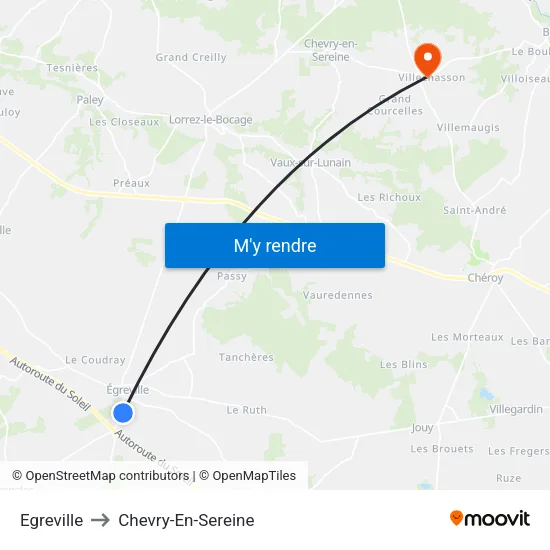 Egreville to Chevry-En-Sereine map