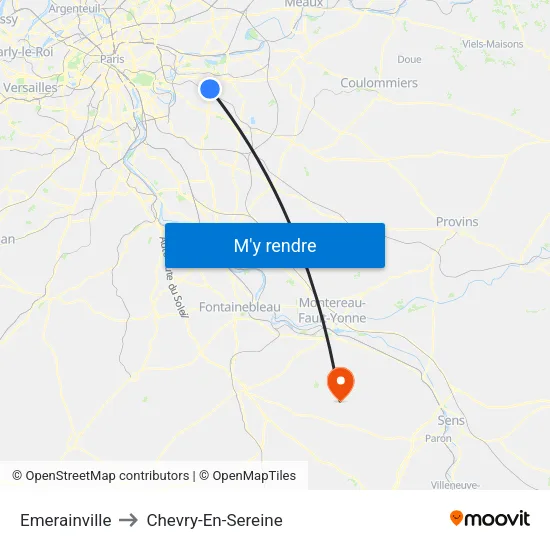 Emerainville to Chevry-En-Sereine map