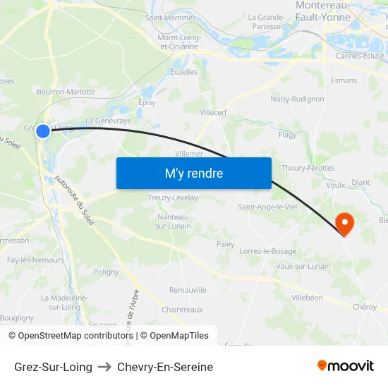 Grez-Sur-Loing to Chevry-En-Sereine map