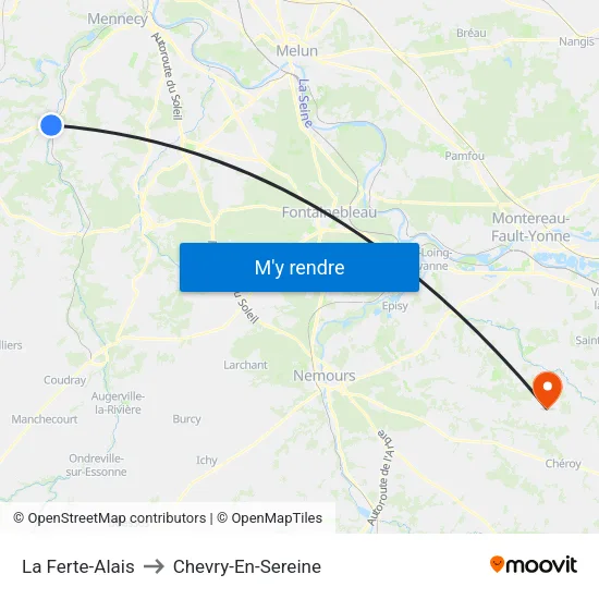 La Ferte-Alais to Chevry-En-Sereine map