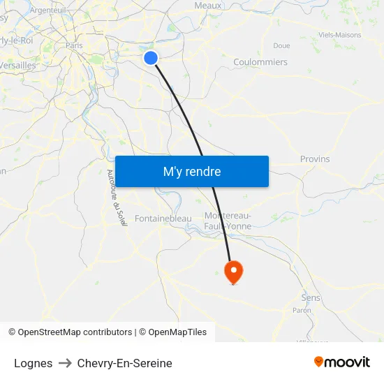 Lognes to Chevry-En-Sereine map
