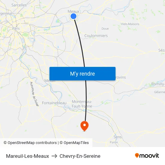 Mareuil-Les-Meaux to Chevry-En-Sereine map