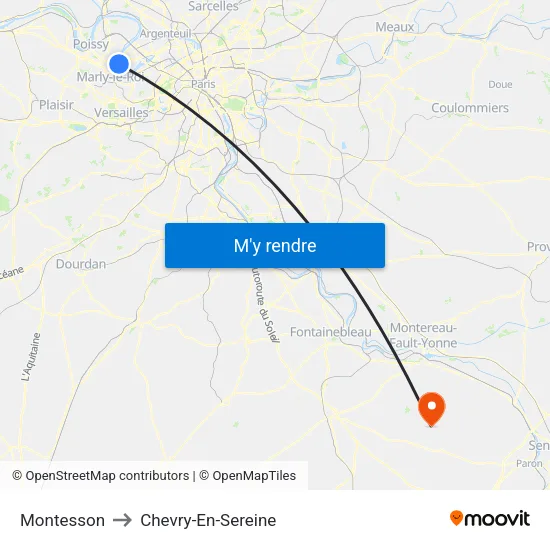 Montesson to Chevry-En-Sereine map