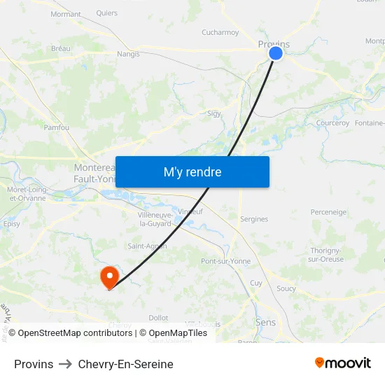 Provins to Chevry-En-Sereine map