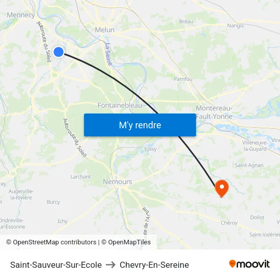 Saint-Sauveur-Sur-Ecole to Chevry-En-Sereine map